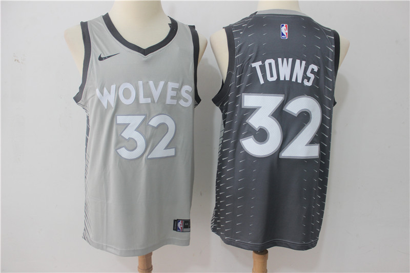 Men Minnesota Timberwolves #32 Towns Grey Game Nike NBA Jerseys->new orleans pelicans->NBA Jersey